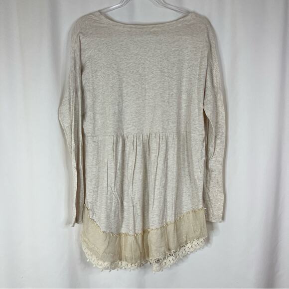 True Grit Oatmeal Beige Hi-Low Long Sleeve Slouchy Top Cotton Womens Large - Picture 5 of 5